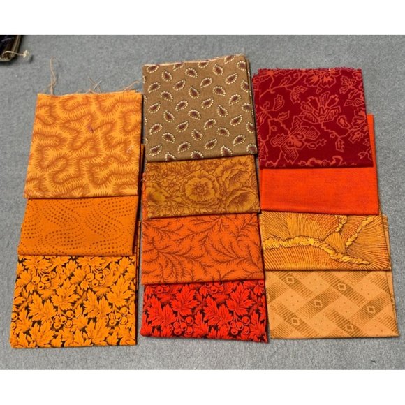 Quilters Stash 11-Piece Orange & Red Cotton Fabric Squares For Sewing & Crafts - Picture 5 of 5